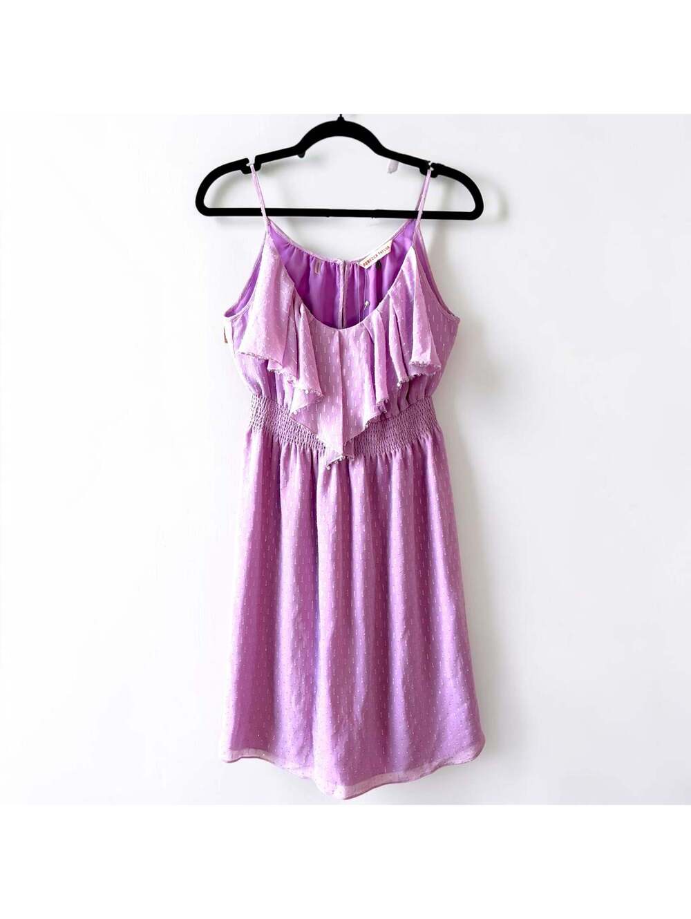 NWT Rebecca Taylor Amethyst Purple Silk Lurex Firefly Waist Mini Dress Size 4